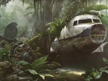 Jungle Scene With Plane Wreck